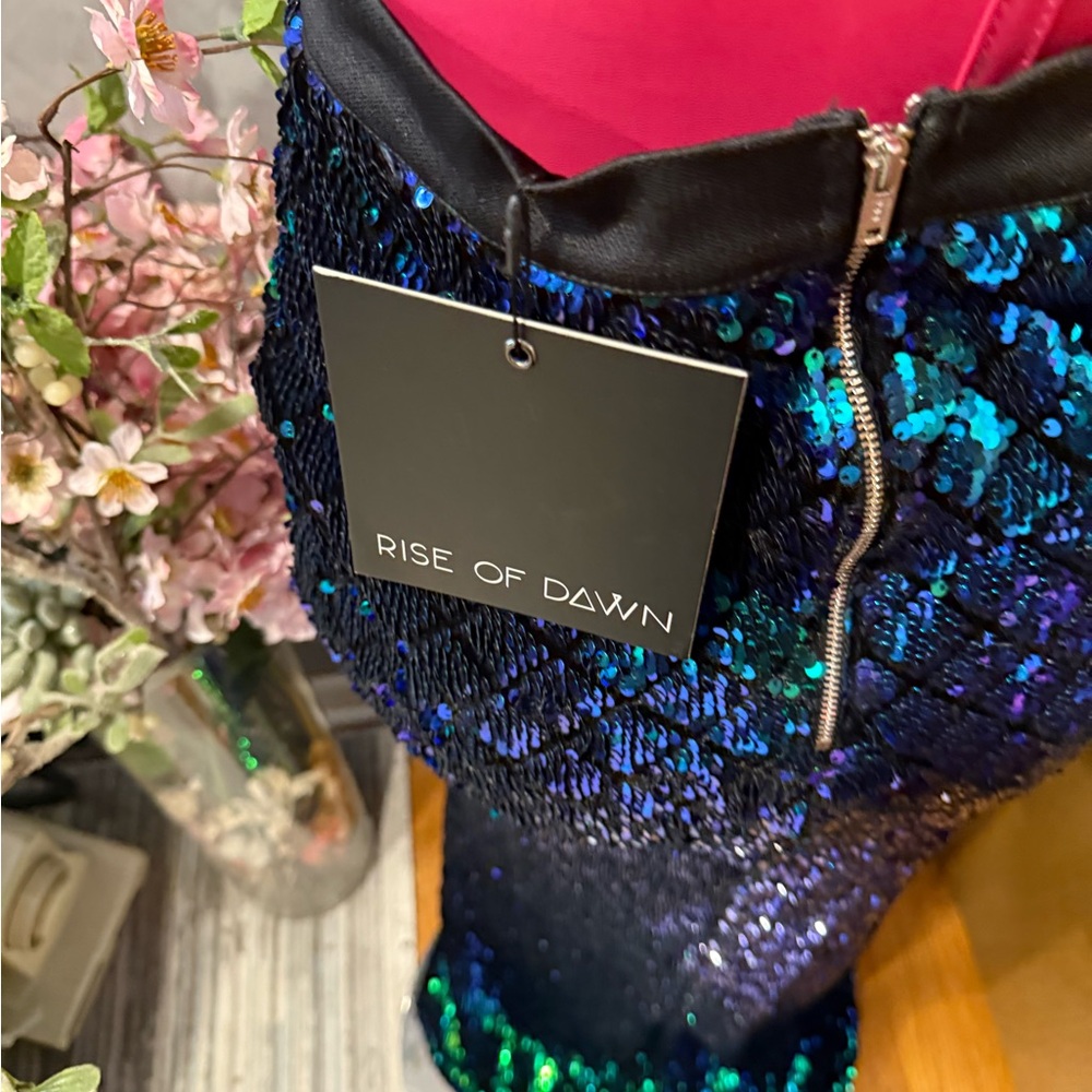 Rise of Dawn Sequin Maxi Skirt in Blue and Green